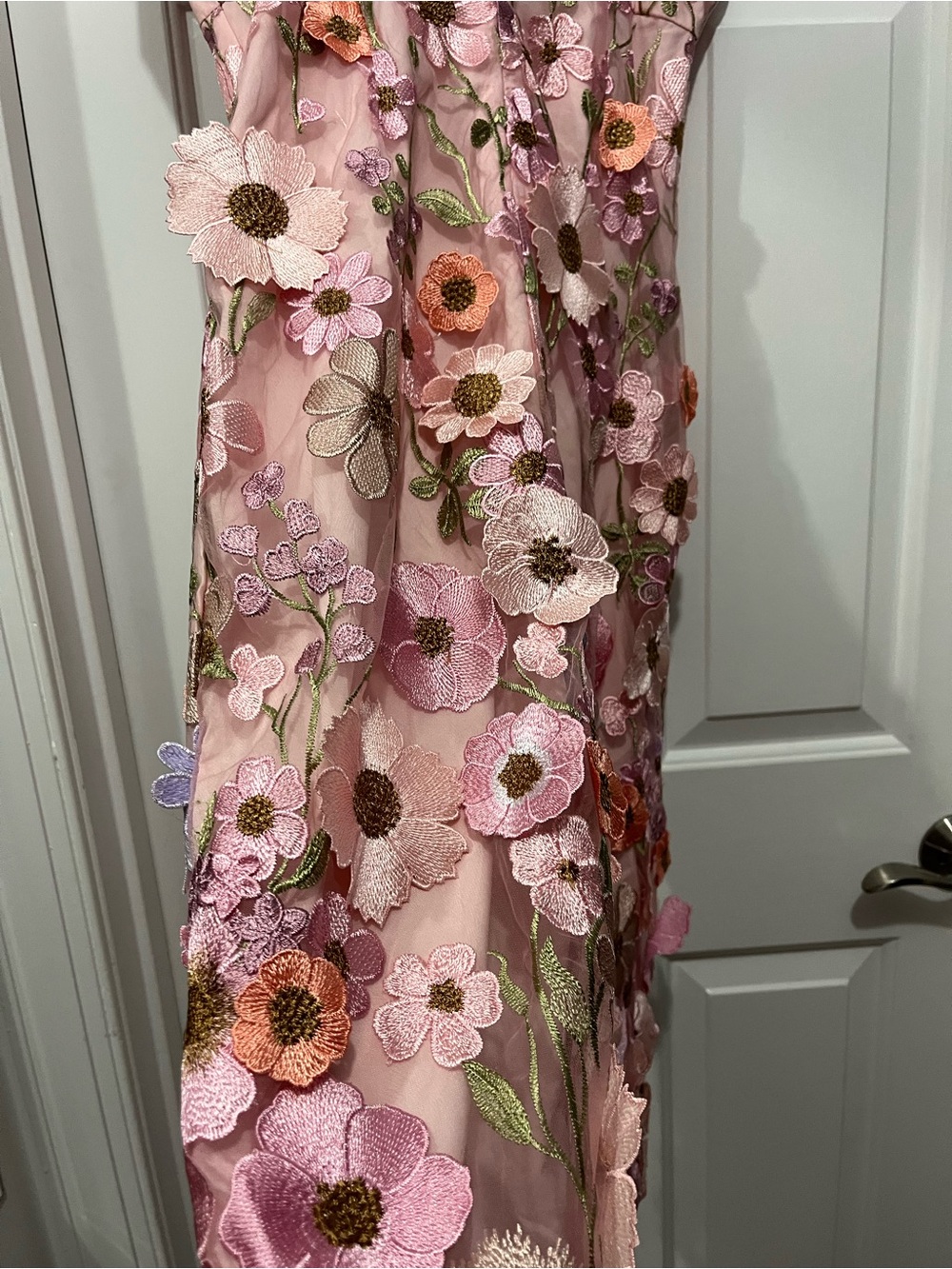 Pink Floral Halter Midi Dress with Front Slit - Picture 6 of 7